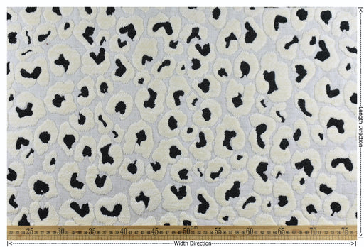 Heavy Weight Black Cream 3D Raised Leopard Jacquard Upholstery Fabric For Chair |Vintage Abstract Geometric Wild Animal Print for Ottoman