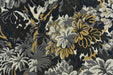 Heavy Weight Botanical Tapestry Upholstery Fabric For Chair|Charcoal Navy Cream Floral Foliage with Golden Yellow|Designer Fabric By Yard