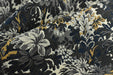 Heavy Weight Botanical Tapestry Upholstery Fabric For Chair|Charcoal Navy Cream Floral Foliage with Golden Yellow|Designer Fabric By Yard