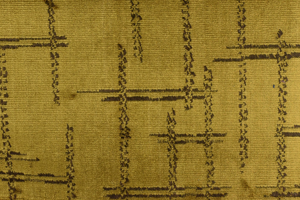 Heavy Weight Mustard Gold Cut Velvet Upholstery Fabric For Chairs|Minimalist Abstract Line Geometric Jacquard Upholstery Sofas Cushions