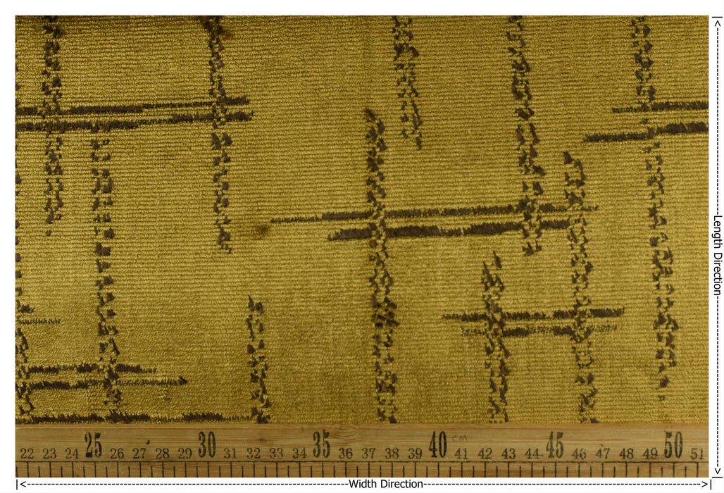 Heavy Weight Mustard Gold Cut Velvet Upholstery Fabric For Chairs|Minimalist Abstract Line Geometric Jacquard Upholstery Sofas Cushions