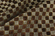 Heavy Weight Luxury Lucky Clover Cut Velvet Jacquard Fabric For Chair|Gold Brown Geometric Furniture Upholstery|Heavy Duty Vintage Fabric