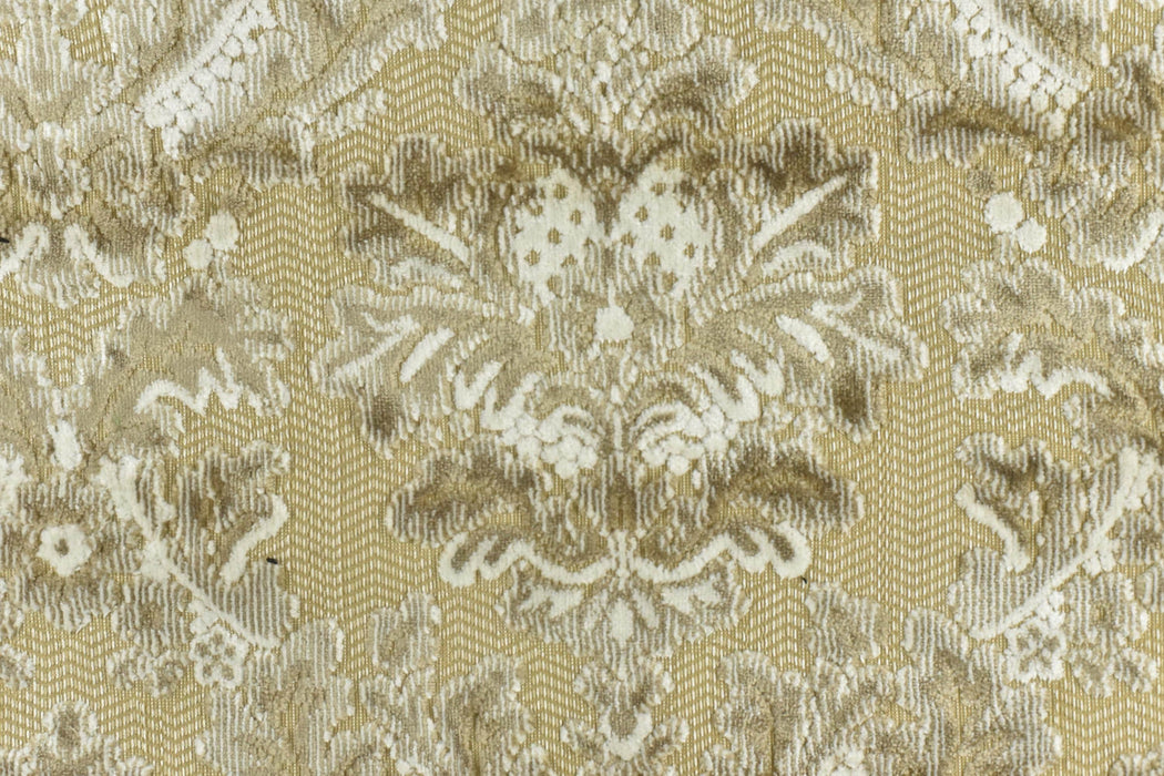 Heavy Weight Damask Floral Cut Velvet Jacquard Fabric For Chair|Cream Taupe Baroque Fabric for Sofa|Vintage Furniture Reupholstery Fabric