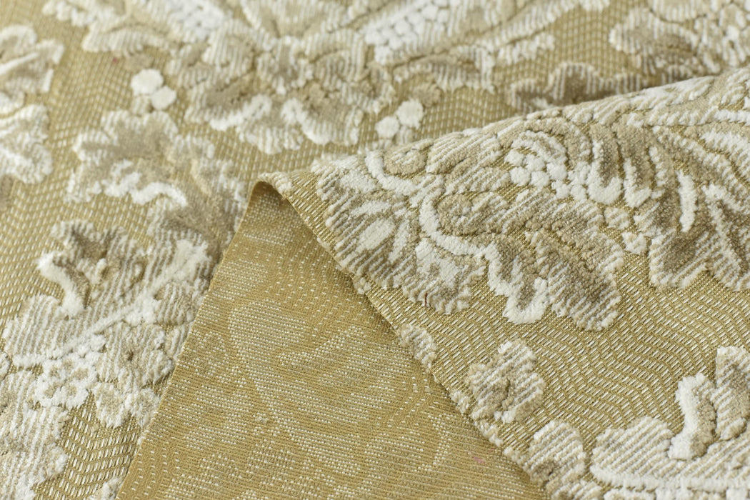 Heavy Weight Damask Floral Cut Velvet Jacquard Fabric For Chair|Cream Taupe Baroque Fabric for Sofa|Vintage Furniture Reupholstery Fabric