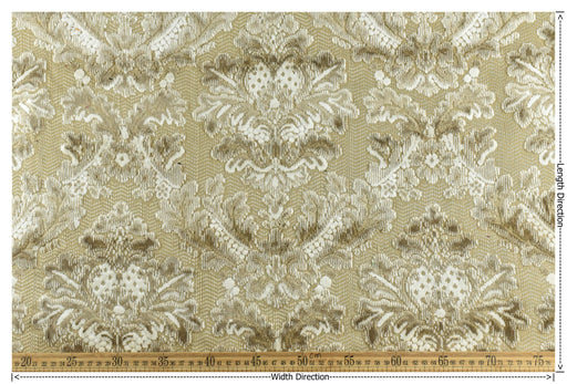 Heavy Weight Damask Floral Cut Velvet Jacquard Fabric For Chair|Cream Taupe Baroque Fabric for Sofa|Vintage Furniture Reupholstery Fabric