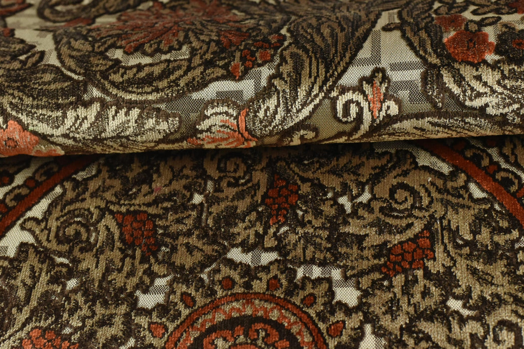 Mid Century Modern Heavy Weight Vintage Baroque Geometric Floral Cut Velvet Jacquard Fabric For Ottomans|Chair Reupholstery Material