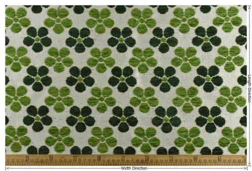 Heavy Weight Green Four-Leaf Clover Floral Pattern Chenille Jacquard Upholsetry Fabric For Chair|Thick Plush Texture Furniture Reupholstery