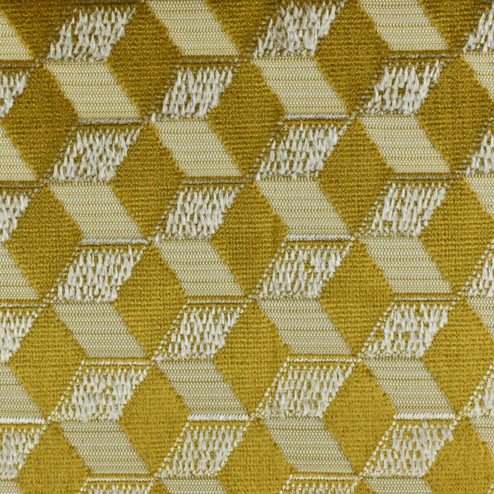 Heavy Weight Abstract Geometric Cube Burnt Orange Purple Cut Velvet Upholstery Fabric For Chair|Retro Modern Upholstery for Furniture