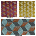 Heavy Weight Abstract Geometric Cube Burnt Orange Purple Cut Velvet Upholstery Fabric For Chair|Retro Modern Upholstery for Furniture