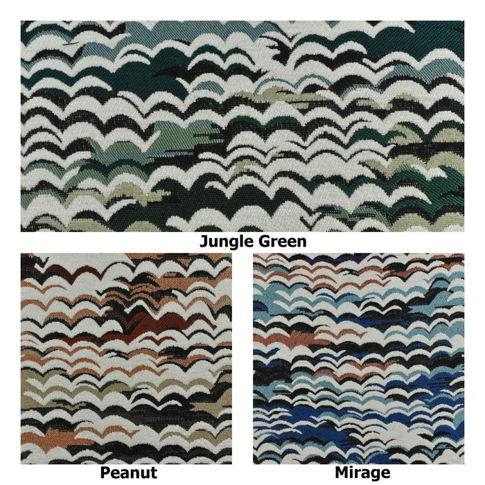 Heavy Weight Blue Green Wave Mountain Jacquard Fabric|Multi-Colored Luxury Sofa Fabric for Modern Farmhouse Decor|Olive Forest Green Fabric
