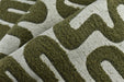 Heavy Weight Dark Olive Green Abstract Geometric Boucle Fabric For Chair Ottoman|Raised Jacquard Texture for Sofa Upholstery