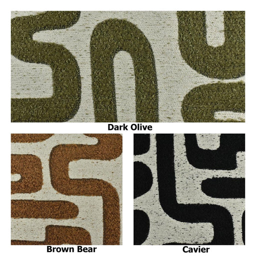 Heavy Weight Dark Olive Green Abstract Geometric Boucle Fabric For Chair Ottoman|Raised Jacquard Texture for Sofa Upholstery