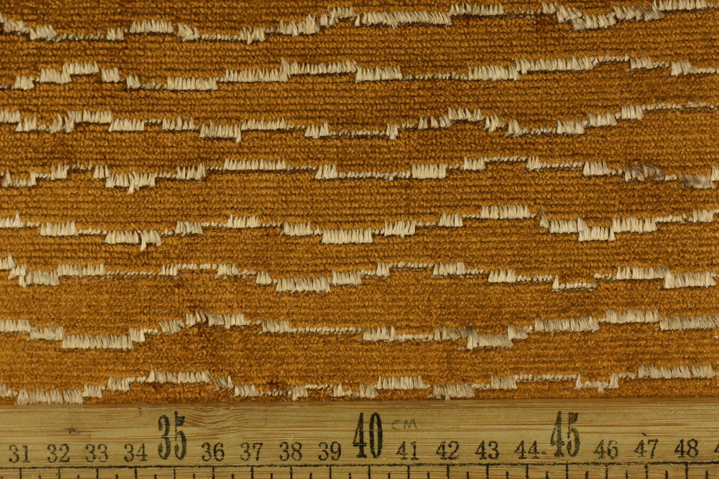 Heavy Weight Gold Brown Abatract Geometric Striped Cut Velvet Upholstery Fabric For Chair Couch|Heavy Duty Modern Sofa Fabric