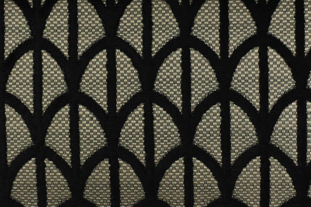Heavy Weight Luxury Glint Scales Geometric Jacquard Cut Velvet Upholstery Fabric For Chair|Art Decor Black Light Gold Furniture Fabric
