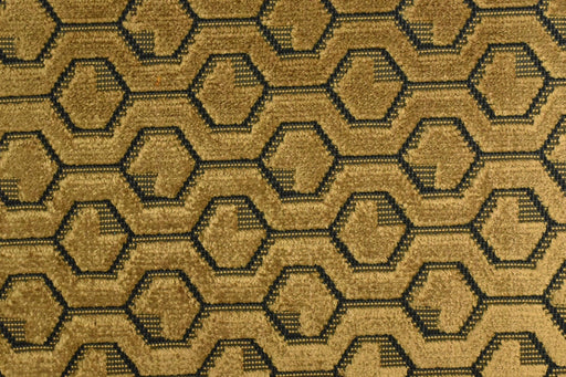 Heavy Weight Vintage Gold Black 3D Honeycomb Geometric Cut Velvet Jacquard Upholstery Fabric For Chair|High-End Villa Furniture Fabric