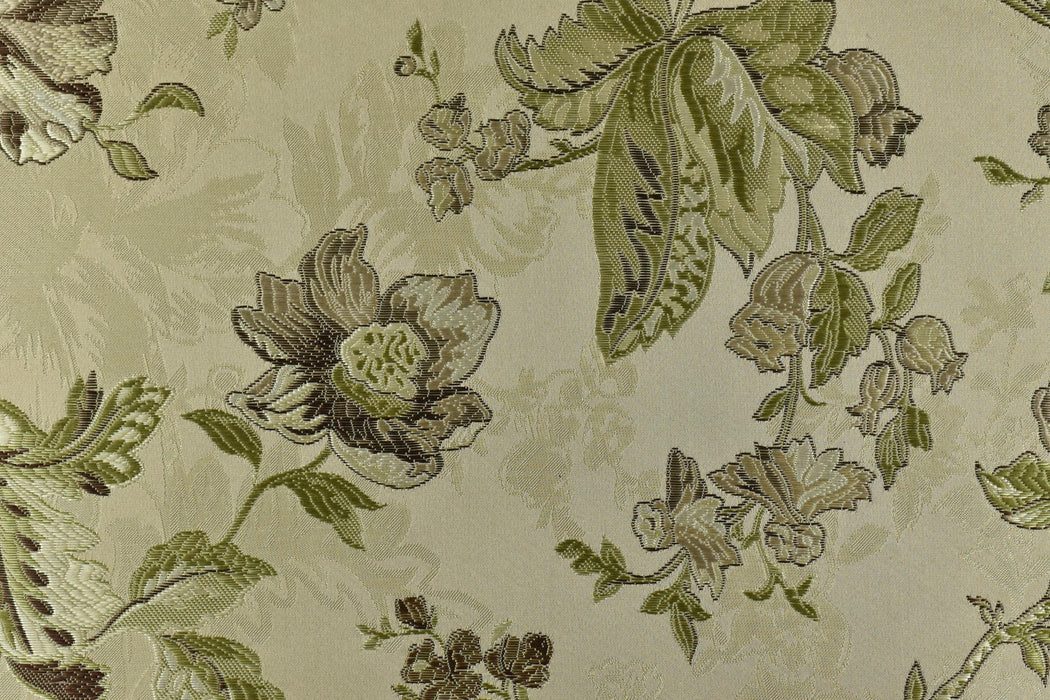 Mid Century Modern Sage Green Floral Jacquard Brocade Fabric For Chair Curtain|Extra Wide Vintage Green Flower Fabric For Furniture 110"W