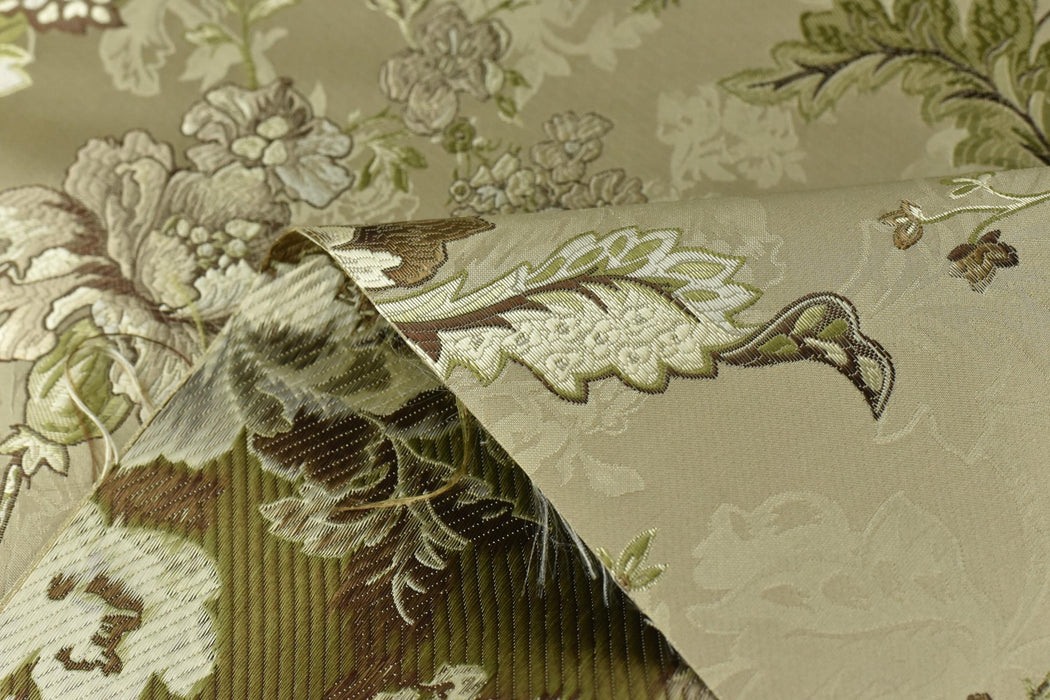 Mid Century Modern Sage Green Floral Jacquard Brocade Fabric For Chair Curtain|Extra Wide Vintage Green Flower Fabric For Furniture 110"W