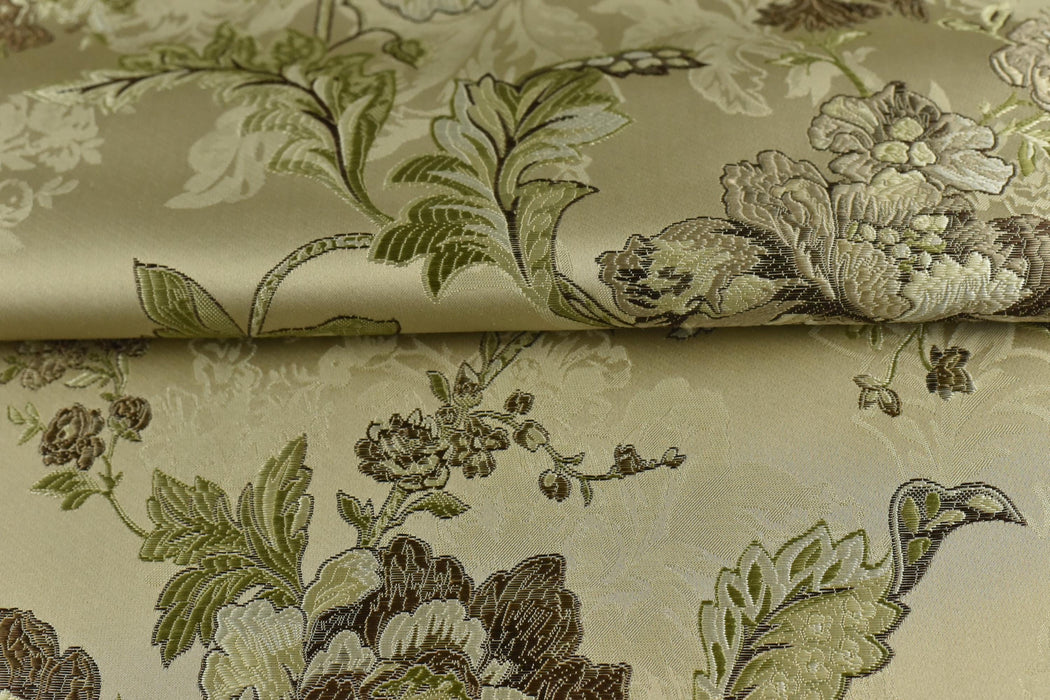 Mid Century Modern Sage Green Floral Jacquard Brocade Fabric For Chair Curtain|Extra Wide Vintage Green Flower Fabric For Furniture 110"W