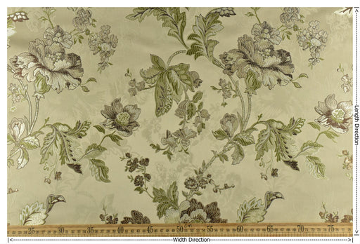 Mid Century Modern Sage Green Floral Jacquard Brocade Fabric For Chair Curtain|Extra Wide Vintage Green Flower Fabric For Furniture 110"W