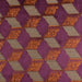 Heavy Weight Abstract Geometric Cube Burnt Orange Purple Cut Velvet Upholstery Fabric For Chair|Retro Modern Upholstery for Furniture
