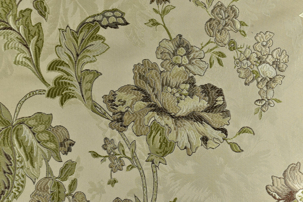 Mid Century Modern Sage Green Floral Jacquard Brocade Fabric For Chair Curtain|Extra Wide Vintage Green Flower Fabric For Furniture 110"W