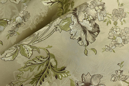 Mid Century Modern Sage Green Floral Jacquard Brocade Fabric For Chair Curtain|Extra Wide Vintage Green Flower Fabric For Furniture 110"W