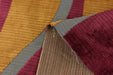 Heavy Weight Burgundy and Gold Weavy Geometric Stripe Cut Velvet Upholstery Fabric|Luxury Abstract Raised Textured Fabric For Chair Sofa