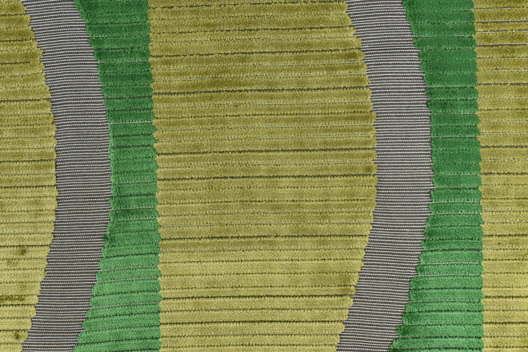 Heavyweight Emerald Green Weavy Geometric Stripe Cut Velvet Upholstery Fabric|Chartreuse Green Abstract Raised Texture Fabric For Chair Sofa