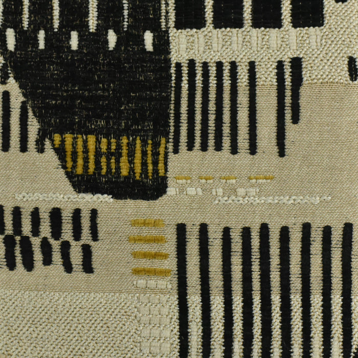 Heavy Weight Mid-Century Modern Abstract Geometric Woven Upholstery Fabric|Cotton Blend Gold Black Sofa Fabric by the Yard For Chairs