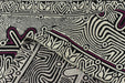 Heavyweight Tribal Geometric Upholstery Fabric For Chair|Sofa Fabric with Curved Maze&Dot Motifs|Black White Burgundy Boho Decor Fabric