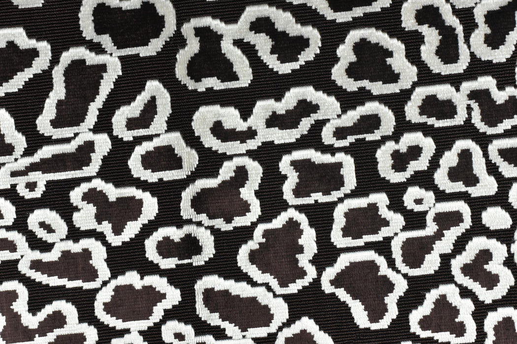 Heavy Weight Vintage Leopard Cut Velvet Upholstery Fabric For Chair |Abstract Animal Print|Brown White Sofa Cushion Cover Material