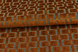 Heavy Weight Burnt Orange Check Cut Velvet Upholstery For Chair|Geometric Lattice Sofa Fabric|Heavy Duty Upholstery Textile For Furniture