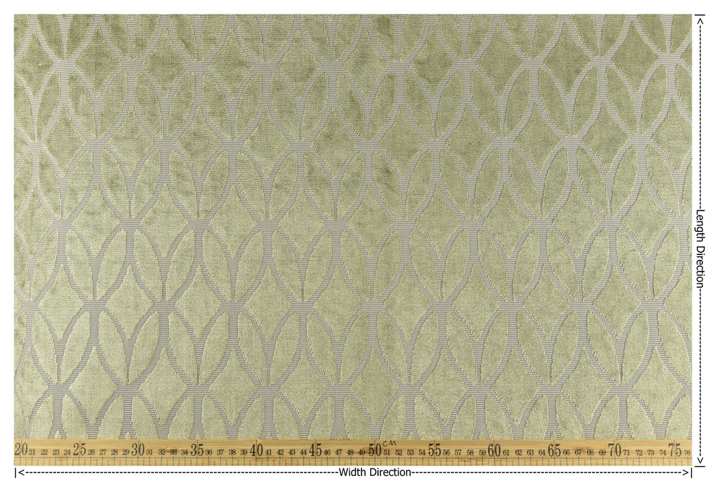 Heavyweight Burnt Orange Rhombus Leaf Cut Velvet Upholstery Fabric For Chair|Modern Minimalist Light Green Geometric Velvet Fabric For Sofa