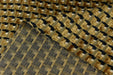 Heavy Weight Gold Black Geometric Cut Velvet Upholstery For Chair|Retro Modern Plushed Raised Blocks Woven Fabric For Sofa Couch Pillow