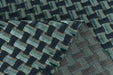 Heavy Weight Interlaced Rectangle Cut Velvet Upholstery Fabric For Chair|Teal Green and Blue Raised Geometric Furniture Fabric For Sofa