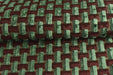 Heavy Weight Interlaced Rectangle Cut Velvet Upholstery Fabric For Chair|Green and Woody Brown Raised Geometric Furniture Fabric For Sofa