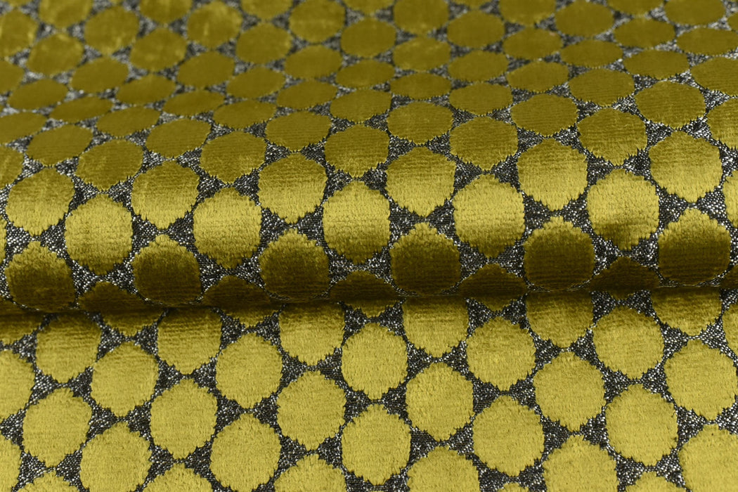 Heavy Weight Gold Raised Dot Geometric Velvet Upholstery Fabric|Minimalist Sofa Chair Reupholstery|Golden Yellow Plush Texture Fabric