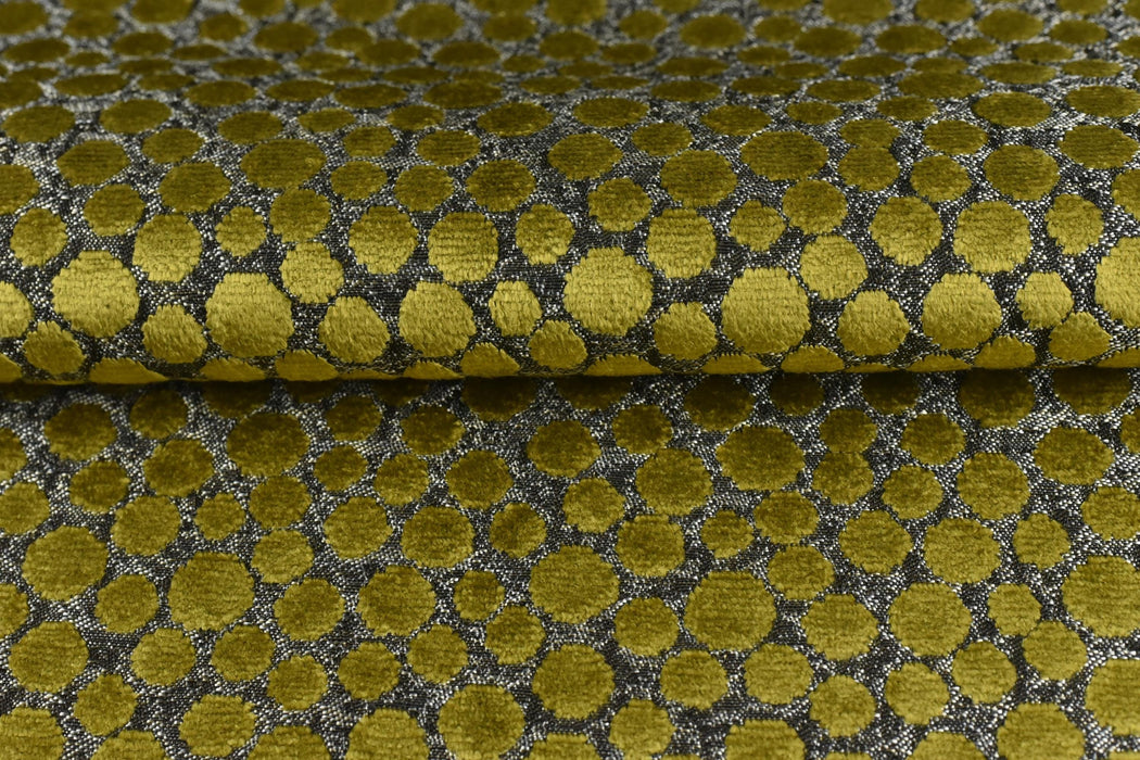 Upholsetry Cut Velvet Fabric For Chair By The Yard|Heavy Weight Gold Raised Small Dot Geometric Fabric|Minimalist Sofa Cushion Reupholstery