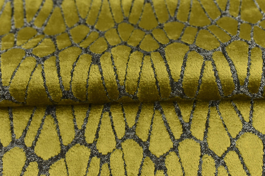 Gold Upholsetry Cut Velvet Fabric For Chair By The Yard|Heavy Weight Raised Abstract Geometric Fabric|Minimalist Sofa Cushion Reupholstery