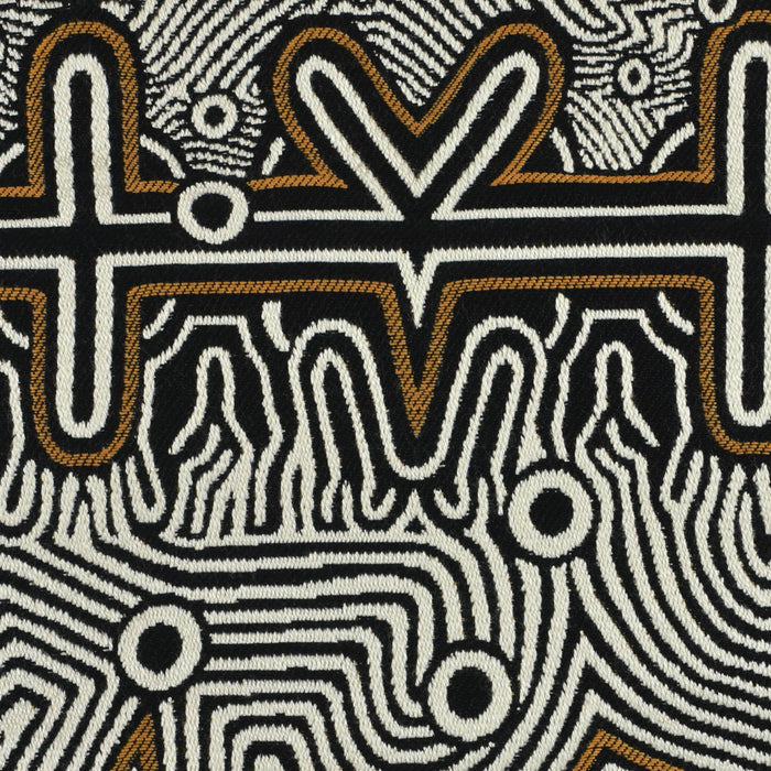 Heavyweight Tribal Geometric Upholstery Fabric For Chair|Sofa Fabric with Curved Maze&Dot Motifs|Black White Burgundy Boho Decor Fabric