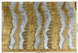 Heavy Weight Antique Gold Cut Velvet Uphosletry Fabric|Abstract Wavy Stripe Upholstery|Luxury Interior Design Fabric For Chair Sofa Pillow