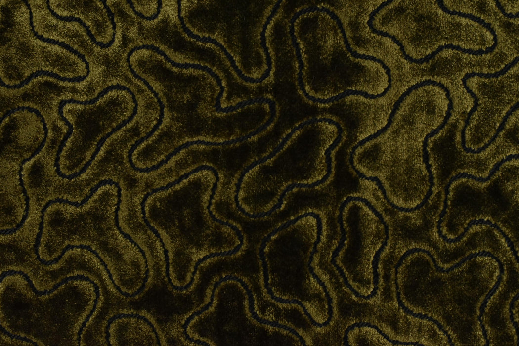 Green Cut Velvet Upholstery Fabric For Chair|Abstract Geometric Pattern Velvet|Luxury Retro Furniture Fabric|Rustic Modern Designer Fabric
