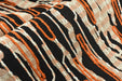 Heavyweight Abstract Geometric Black Orange Upholstery Fabric|3D Textured Woven Fabric|Linen Blend Sofa Chair Fabric|Designer Cushion Fabric