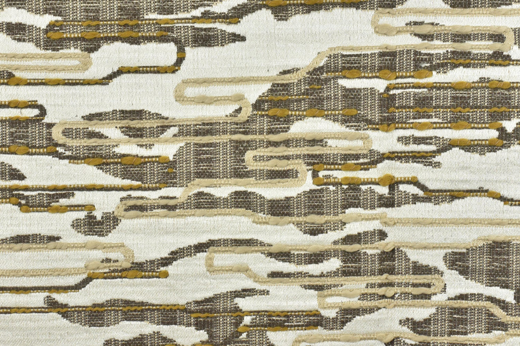 Heavyweight Abstract Geometric Black Orange Upholstery Fabric|3D Textured Woven Fabric|Linen Blend Sofa Chair Fabric|Designer Cushion Fabric