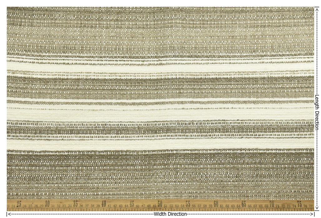 High End Heavy Weight Grey and Cream Large Stripe Linen Blend Upholstery Fabric For Chair|Vintage Multi-Striped Farmhouse Fabric For Couch