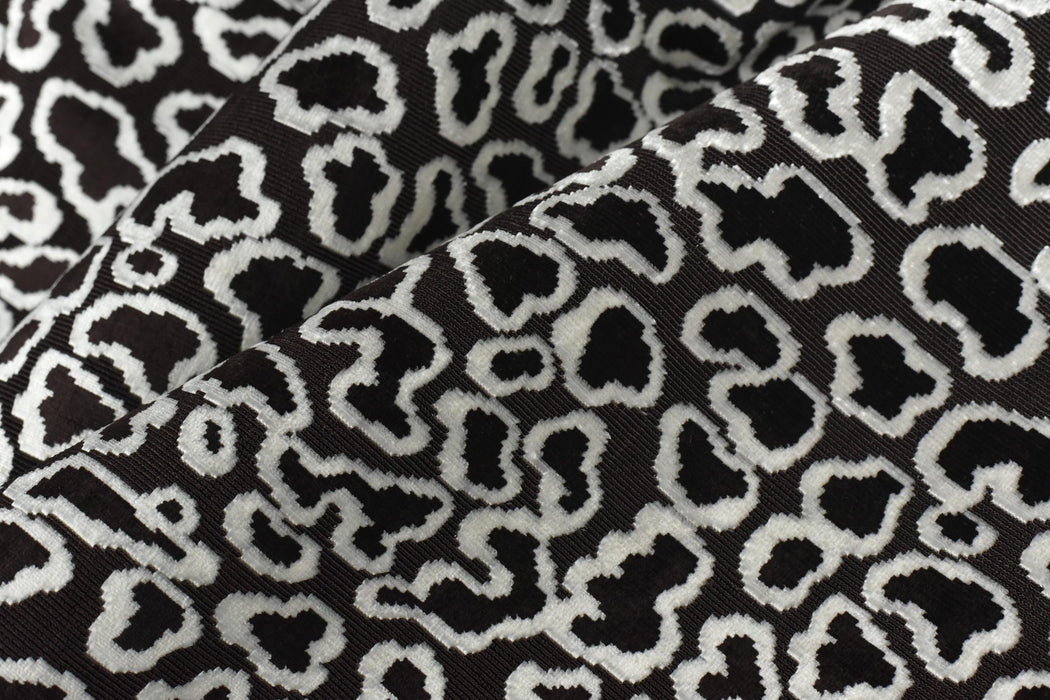 Heavy Weight Vintage Leopard Cut Velvet Upholstery Fabric For Chair |Abstract Animal Print|Brown White Sofa Cushion Cover Material