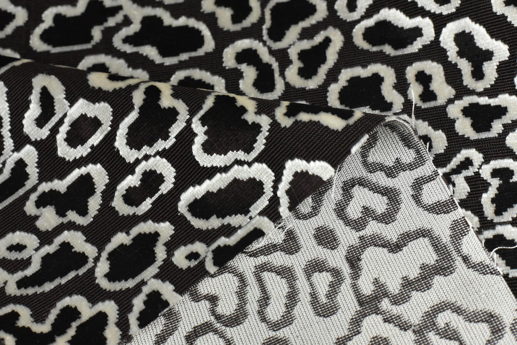 Heavy Weight Vintage Leopard Cut Velvet Upholstery Fabric For Chair |Abstract Animal Print|Brown White Sofa Cushion Cover Material