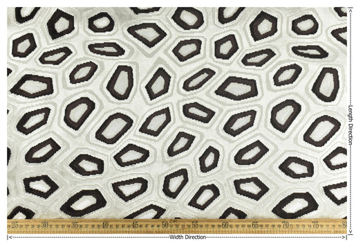 Heavy Weight Geometric Cut Velvet Upholstery Fabric For Chair|Abstract Geometric Dark Brown and Off-White Modern Sofa Armchair Fabric