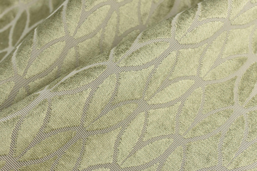 Heavyweight Burnt Orange Rhombus Leaf Cut Velvet Upholstery Fabric For Chair|Modern Minimalist Light Green Geometric Velvet Fabric For Sofa