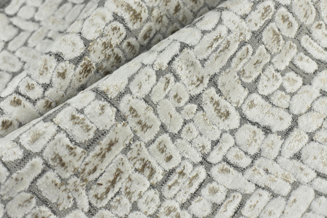 Heavyweight Cream Taupe Raised Block Geometric Cut Velvet Upholstery Fabric For Chair|Cotton Blend Abstract Modern Sofa Reupholstery Fabric